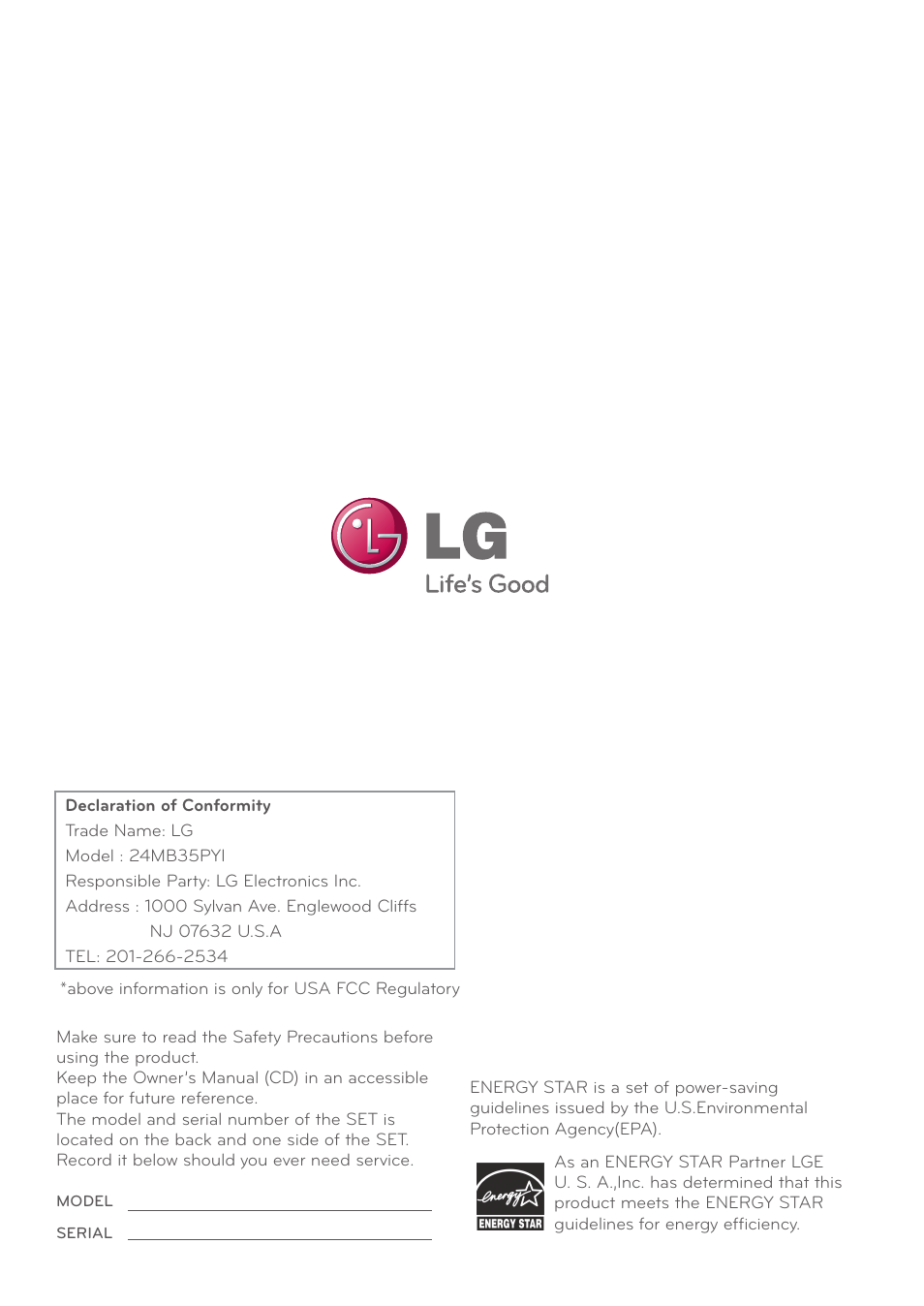 LG 24MB35PY-B User Manual | Page 28 / 28