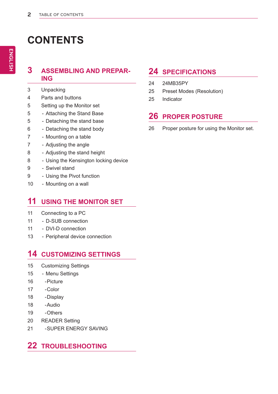LG 24MB35PY-B User Manual | Page 3 / 28