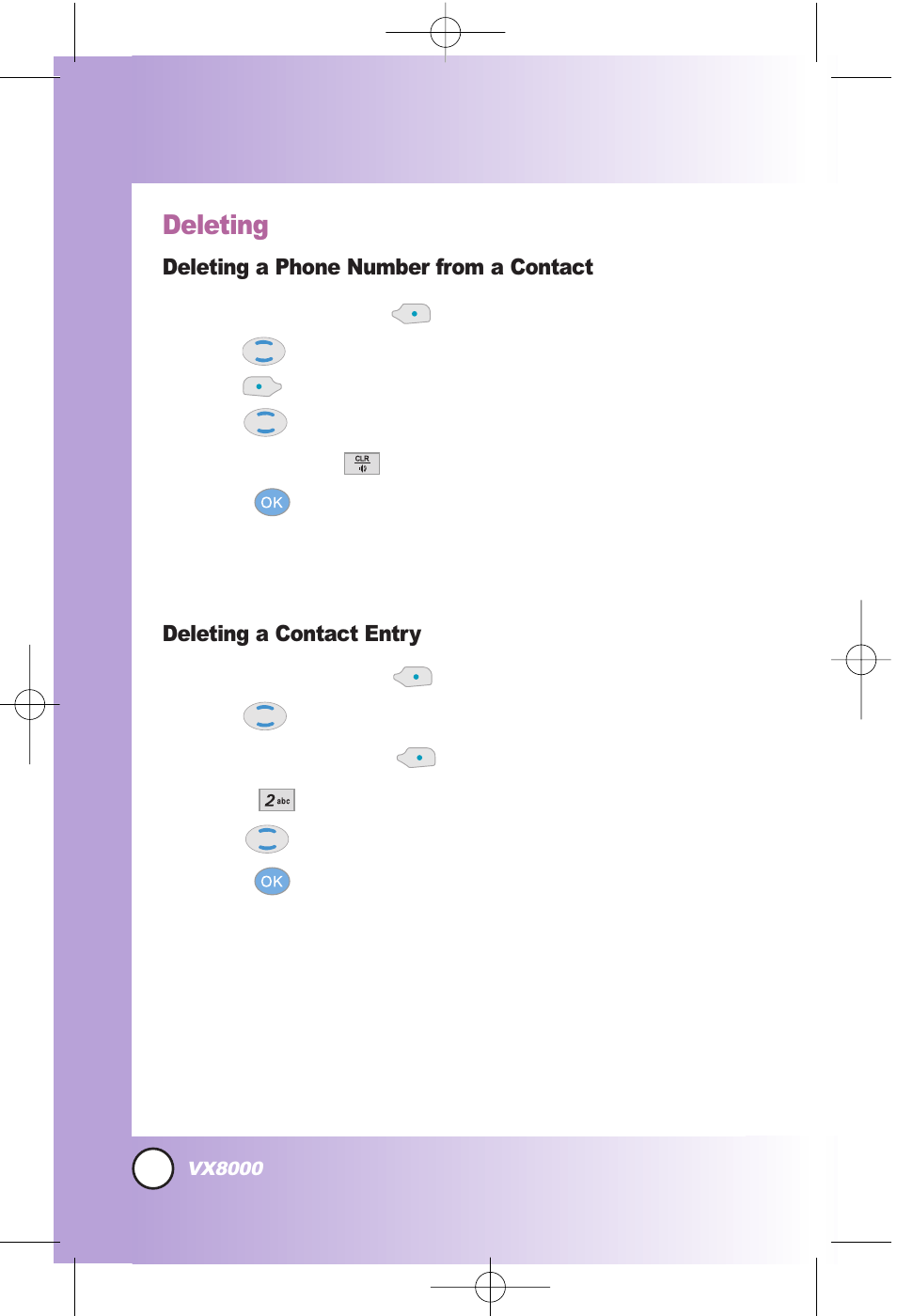 Contacts in y, Deleting | LG VX8000 User Manual | Page 37 / 131