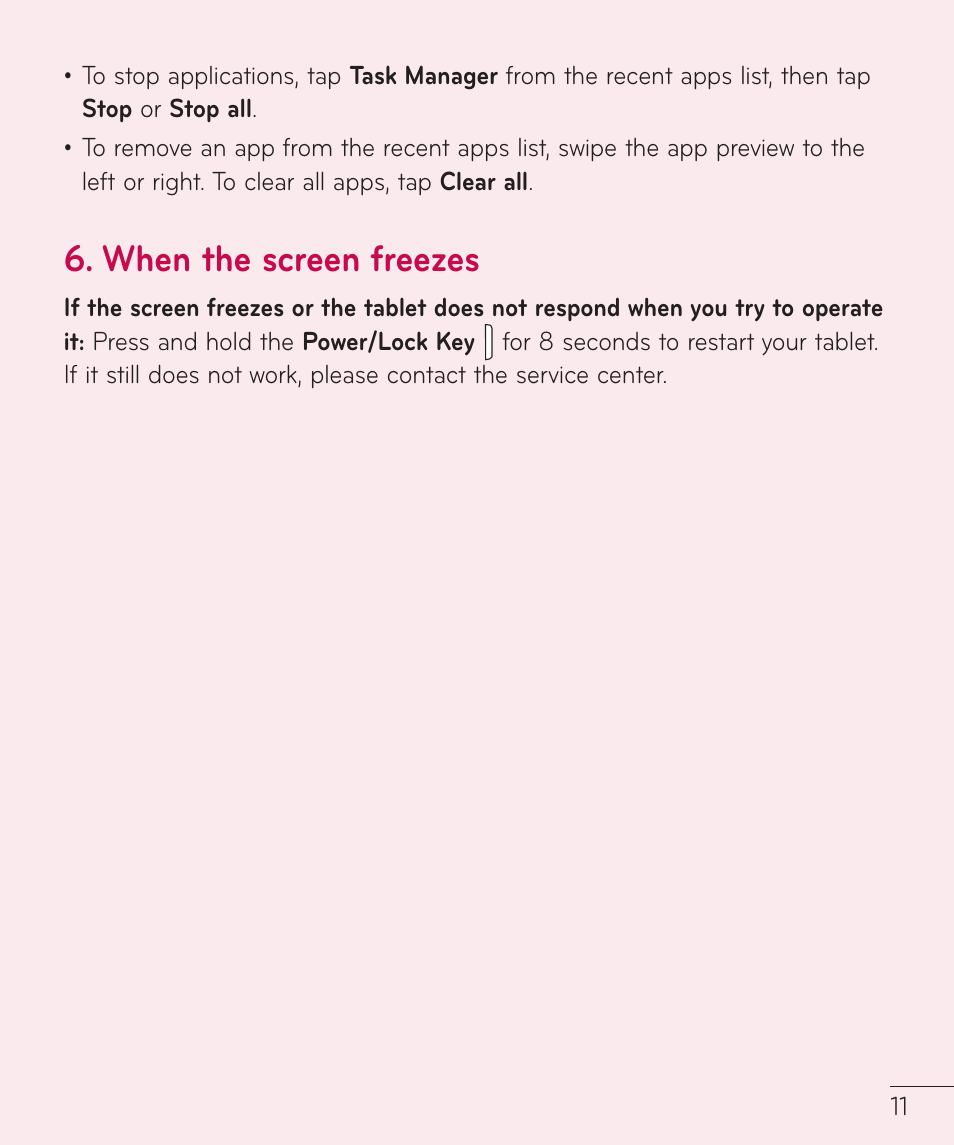 When the screen freezes | LG LGV500 User Manual | Page 13 / 138