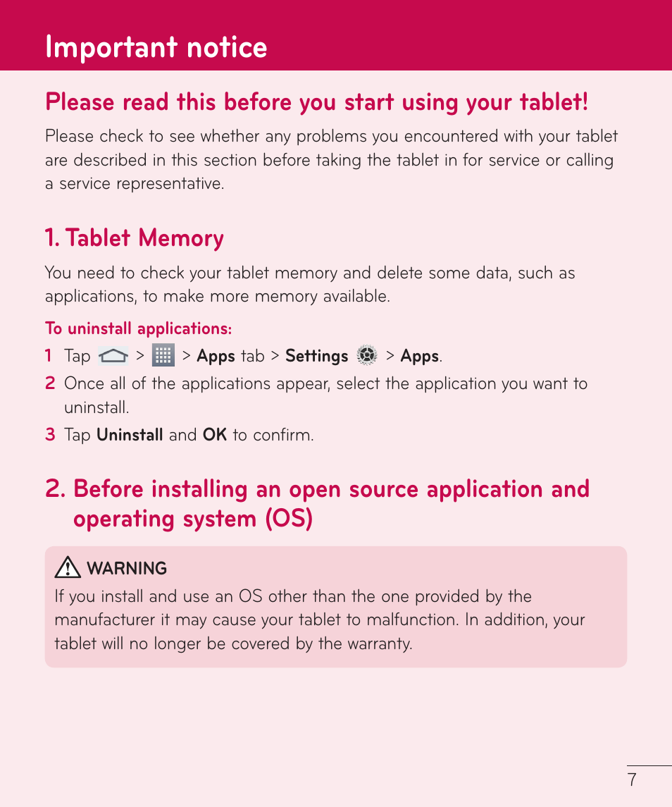 Important notice | LG LGV500 User Manual | Page 9 / 138