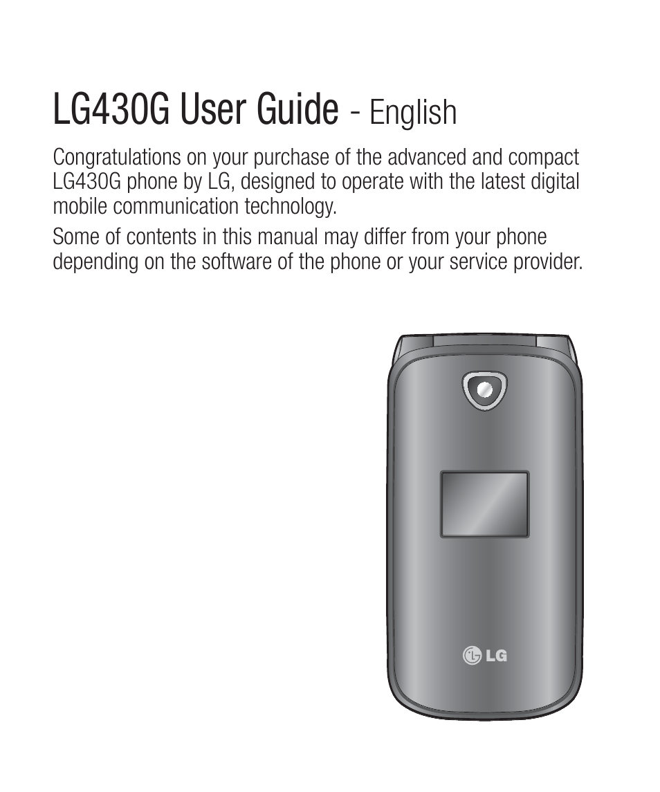 Lg430g user guide - english, Lg430g user guide | LG LG430G User Manual | Page 3 / 121