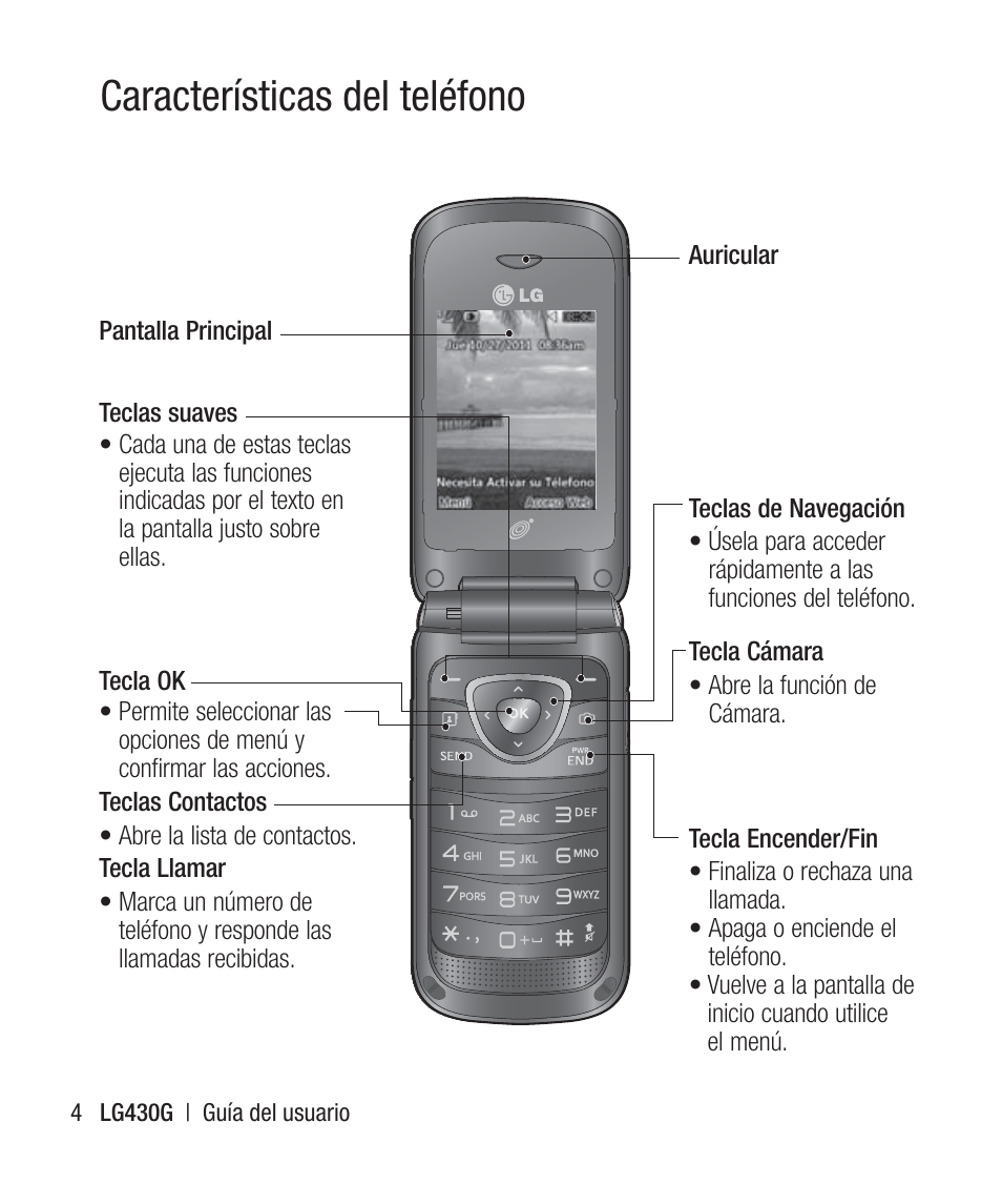 Características del teléfono | LG LG430G User Manual | Page 63 / 121