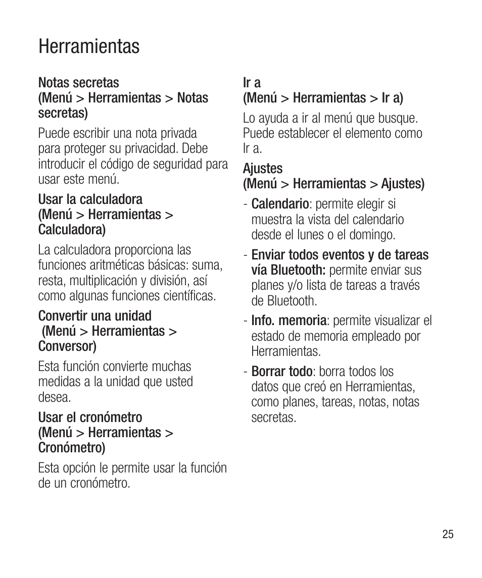 Herramientas | LG LG430G User Manual | Page 84 / 121