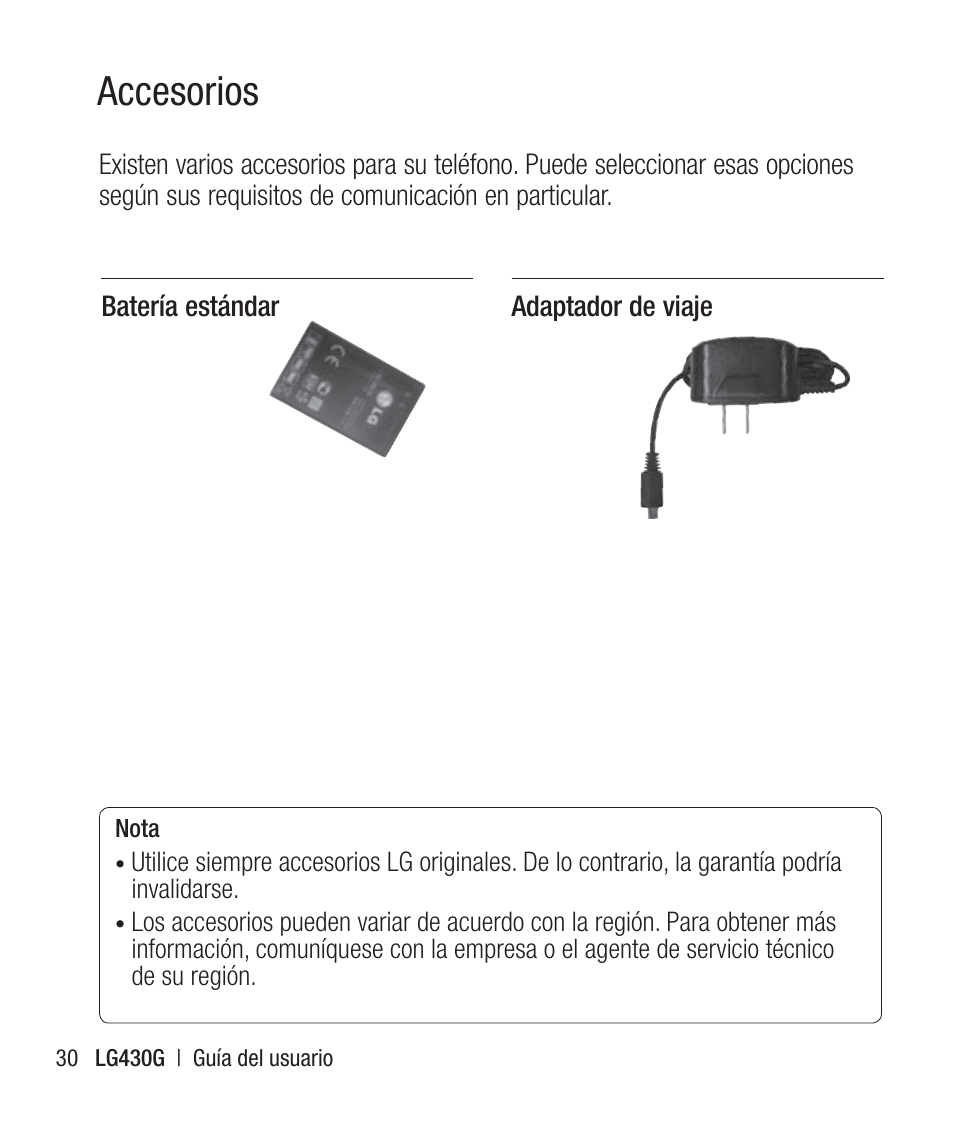Accesorios | LG LG430G User Manual | Page 89 / 121