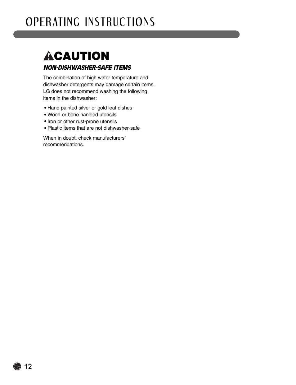 LG LDF6920BB User Manual | Page 12 / 72