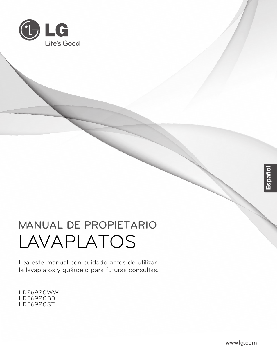 Washing machine, Lavaplatos, Owner’s manual | Manual de propietario | LG LDF6920BB User Manual | Page 25 / 72