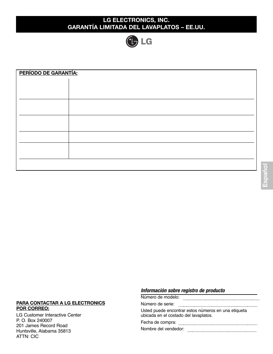 Español | LG LDF6920BB User Manual | Page 47 / 72
