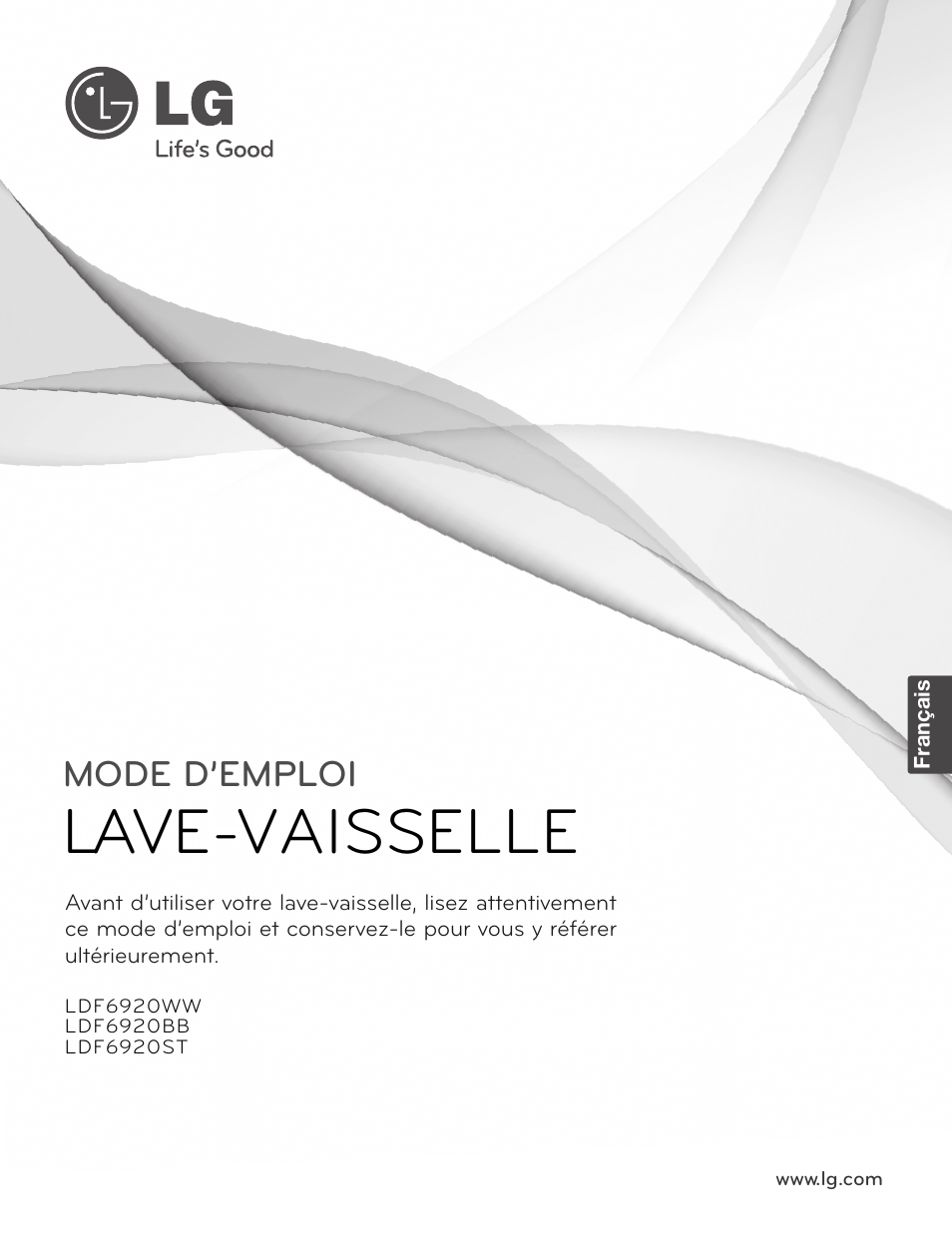 Washing machine, Lave-vaisselle, Owner’s manual | Mode d’emploi | LG LDF6920BB User Manual | Page 49 / 72