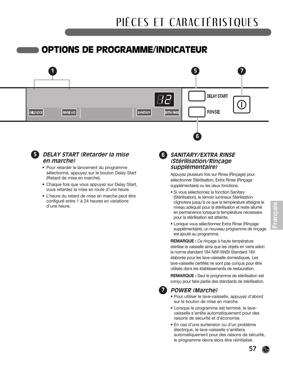 Options de programme/indicateur, 57 français | LG LDF6920BB User Manual | Page 57 / 72