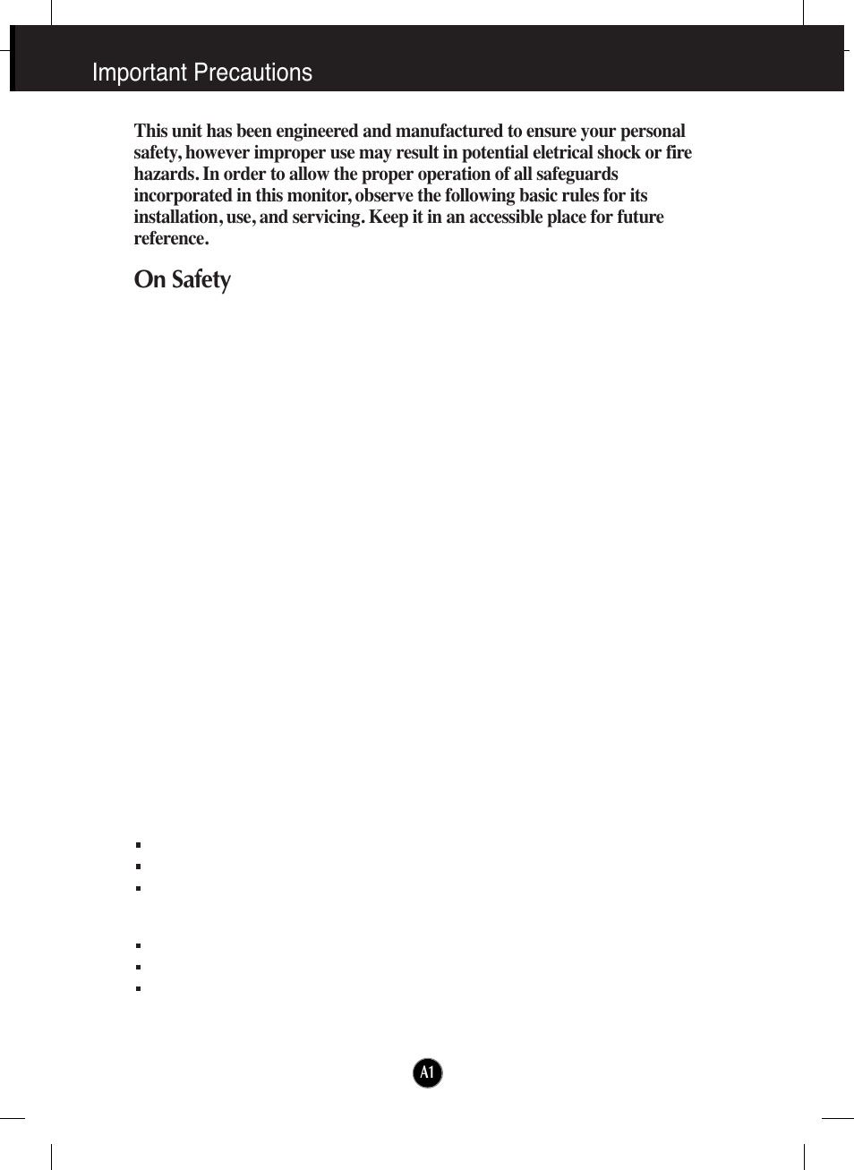 Important precautions, On safety | LG T730SHMK User Manual | Page 2 / 18