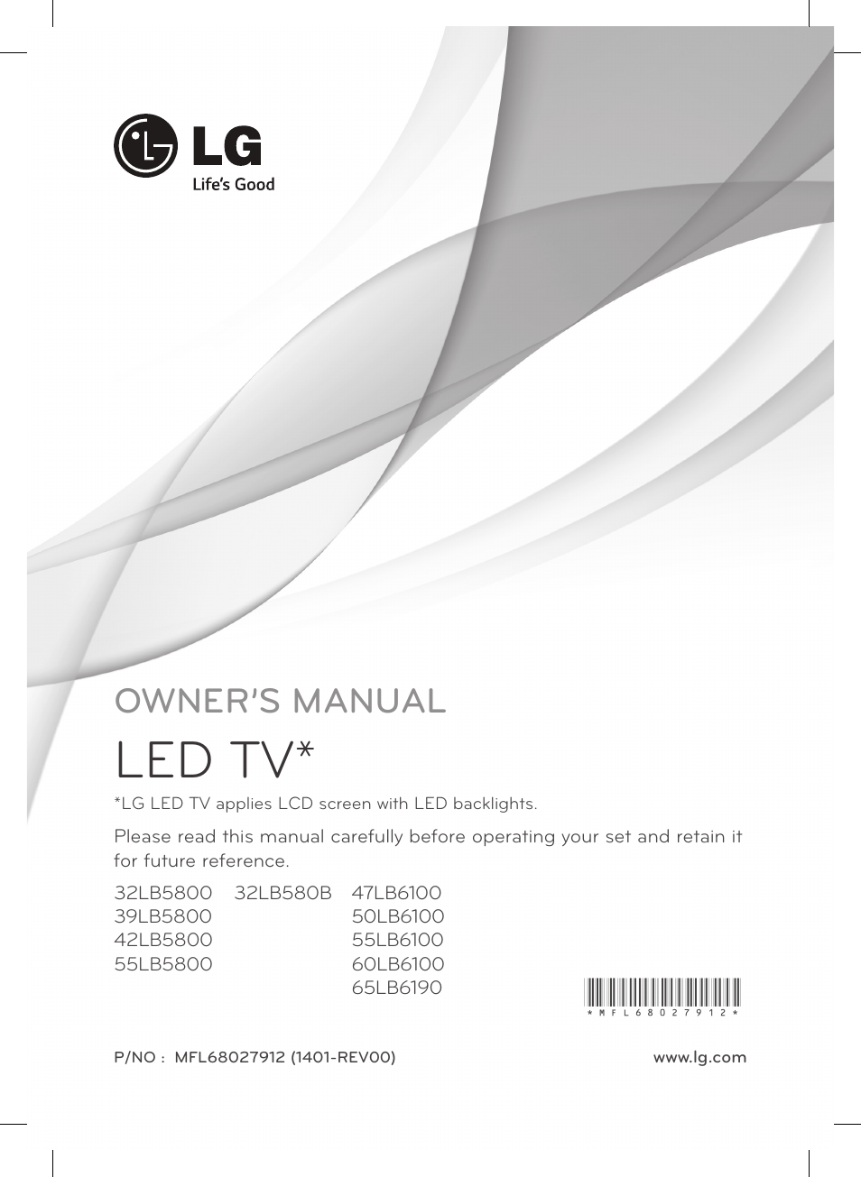 Mfl68027912_en, Led tv, Owner’s manual | LG 39LB5800 User Manual | Page 3 / 26