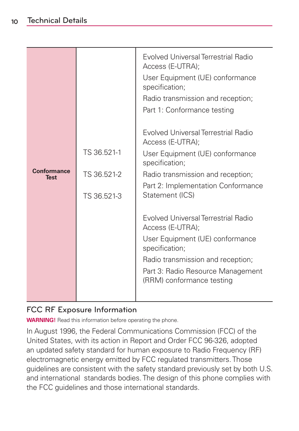 Technical details, Fcc rf exposure information | LG LGMS769 User Manual | Page 11 / 113