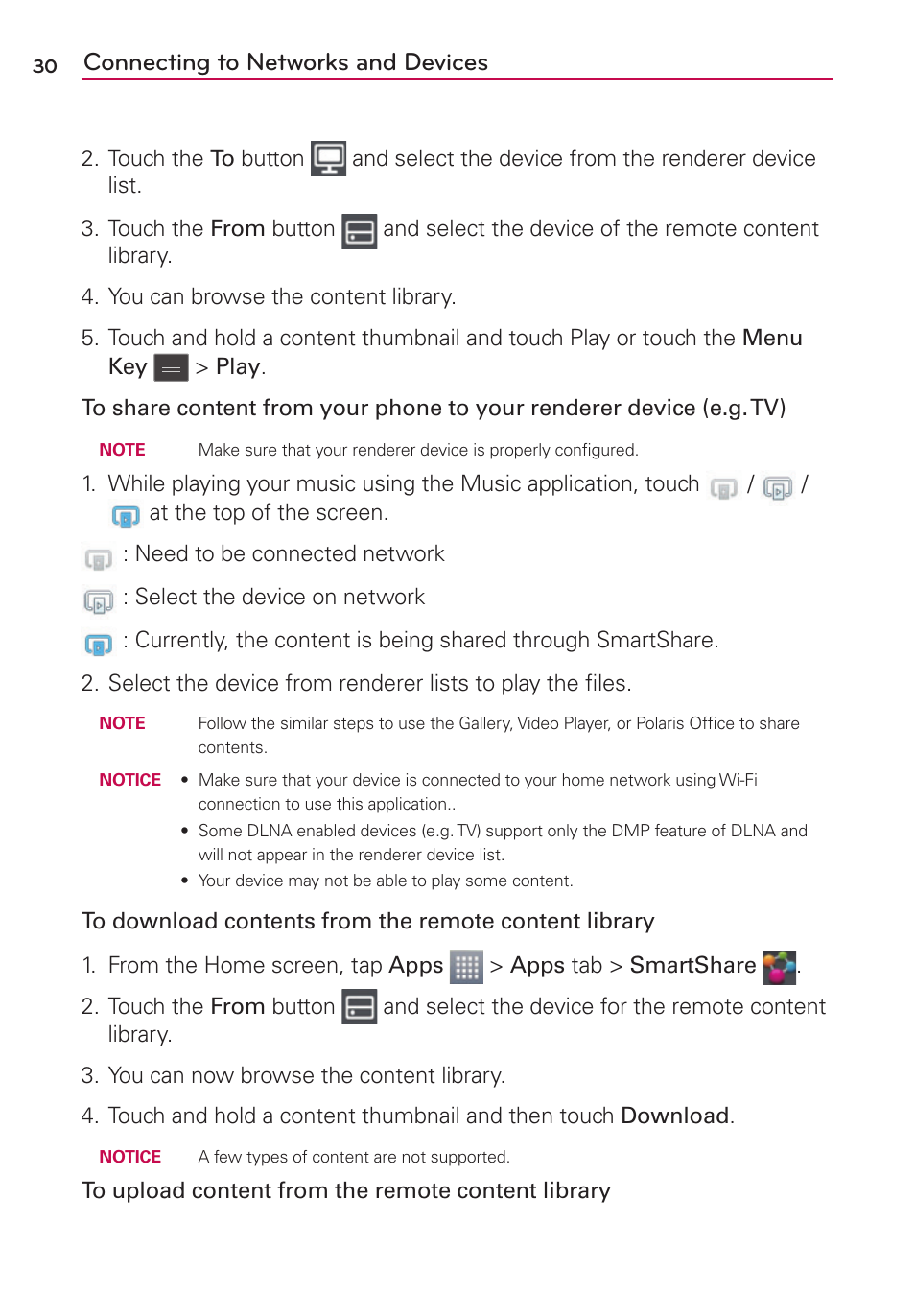 Connecting to networks and devices | LG LGMS769 User Manual | Page 31 / 113