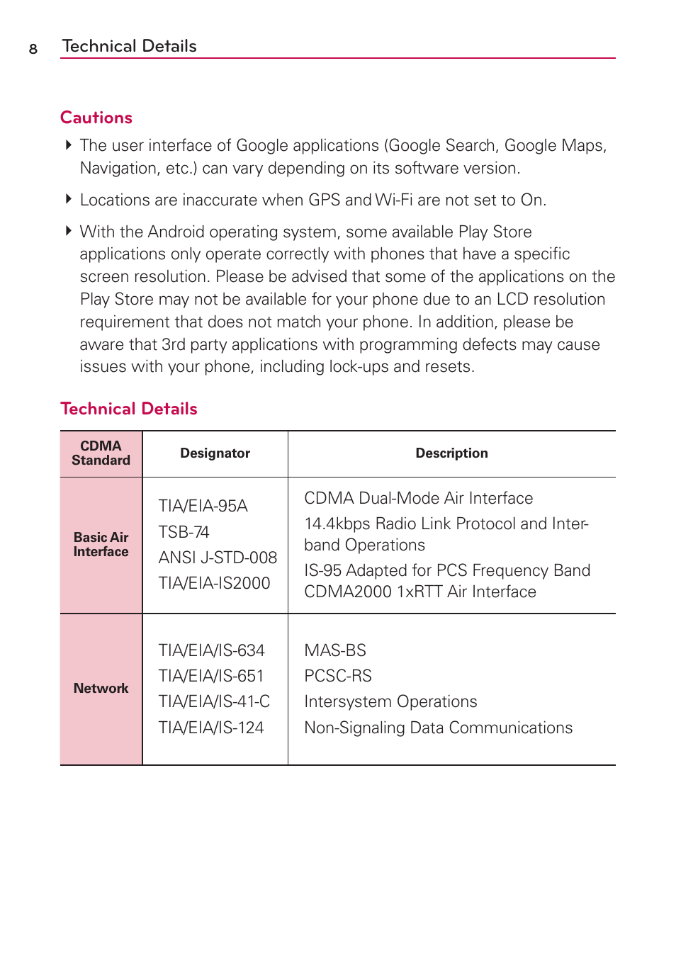 Technical details, Technical details cautions | LG LGMS769 User Manual | Page 9 / 113