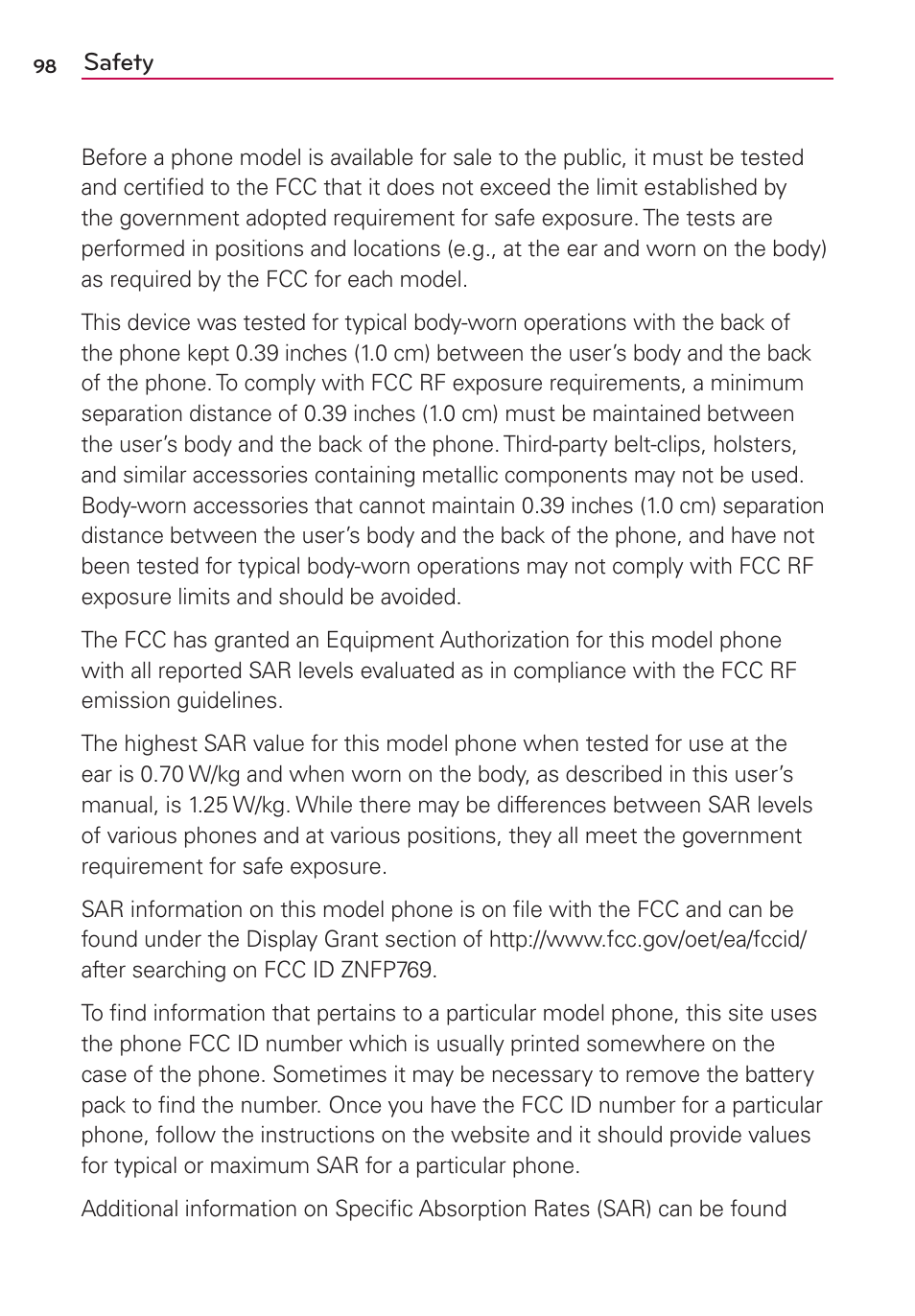 LG LGMS769 User Manual | Page 99 / 113