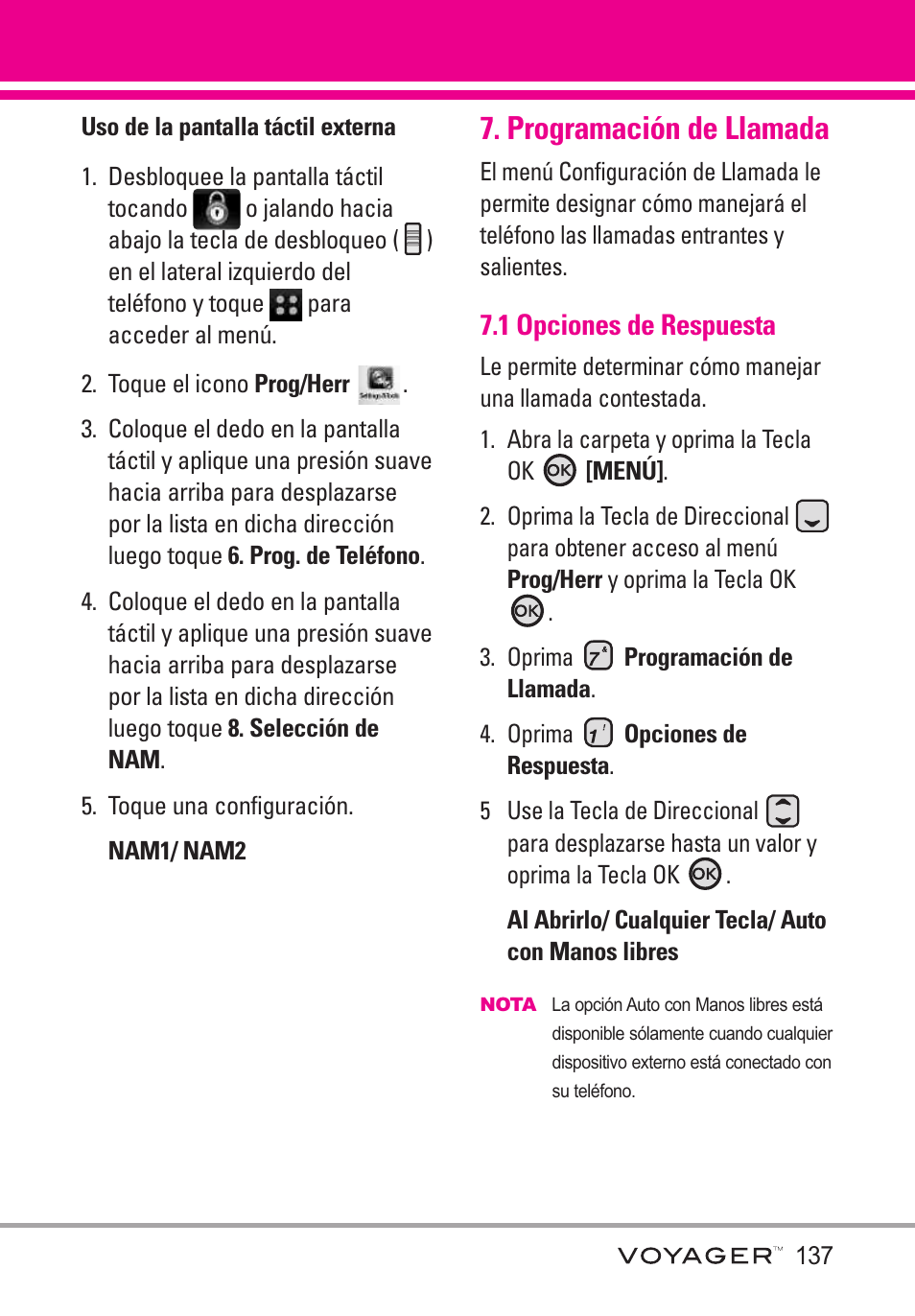Programación de llamada, 1 opciones de respuesta | LG LGVX10000S User Manual | Page 319 / 373