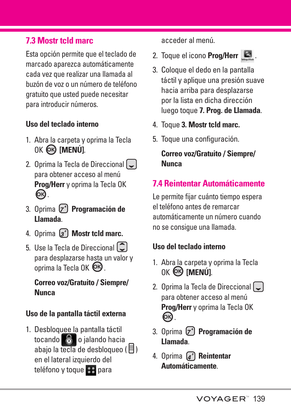 3 mostr tcld marc, 4 reintentar automáticamente | LG LGVX10000S User Manual | Page 321 / 373