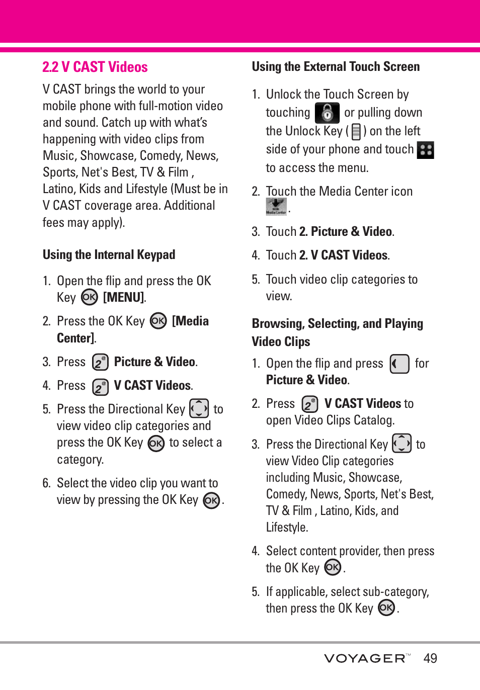 2 v cast videos | LG LGVX10000S User Manual | Page 51 / 373