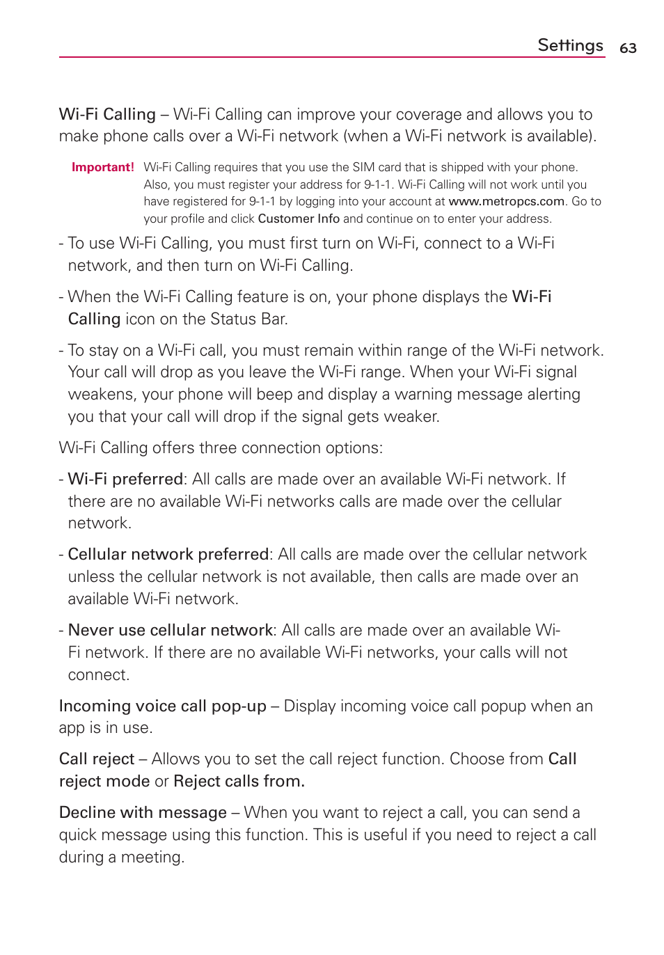 Settings | LG LGMS323 User Manual | Page 65 / 114