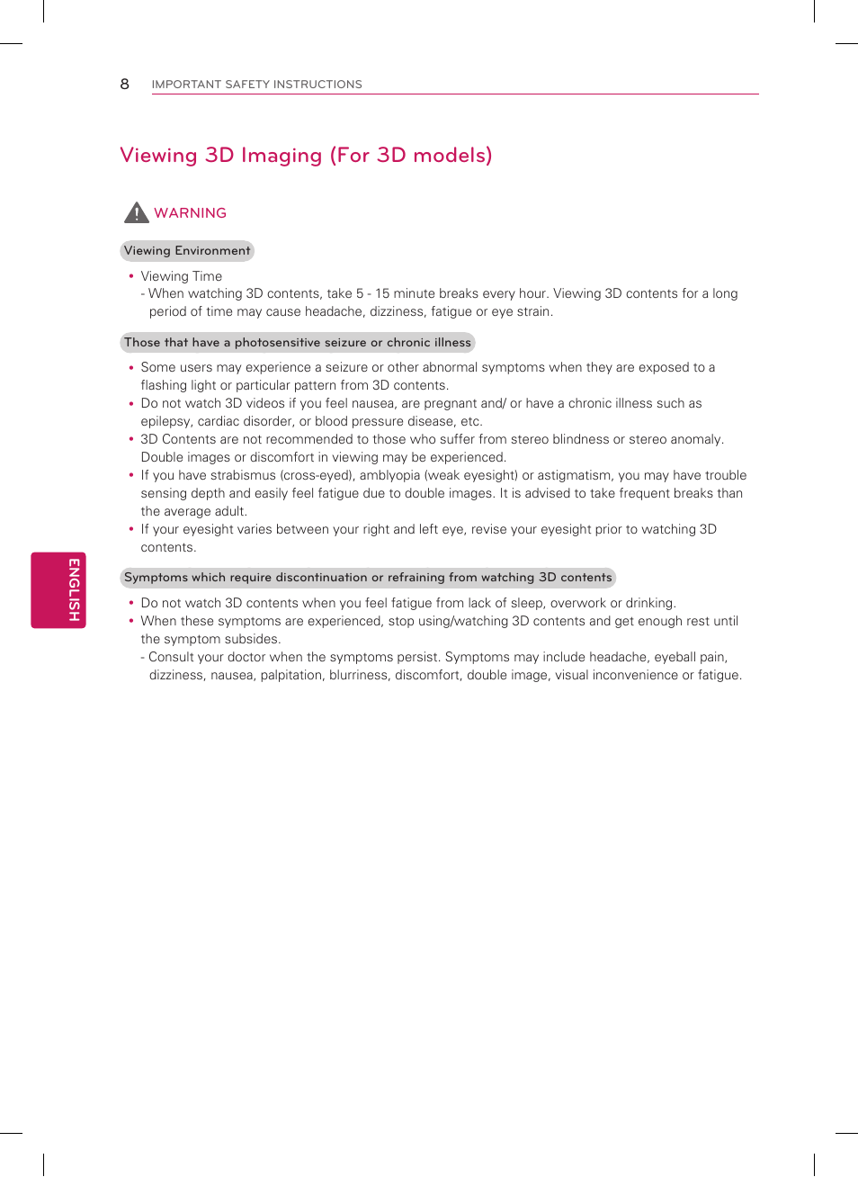 Viewing 3d imaging (for 3d models) | LG 60LS5750 User Manual | Page 10 / 42