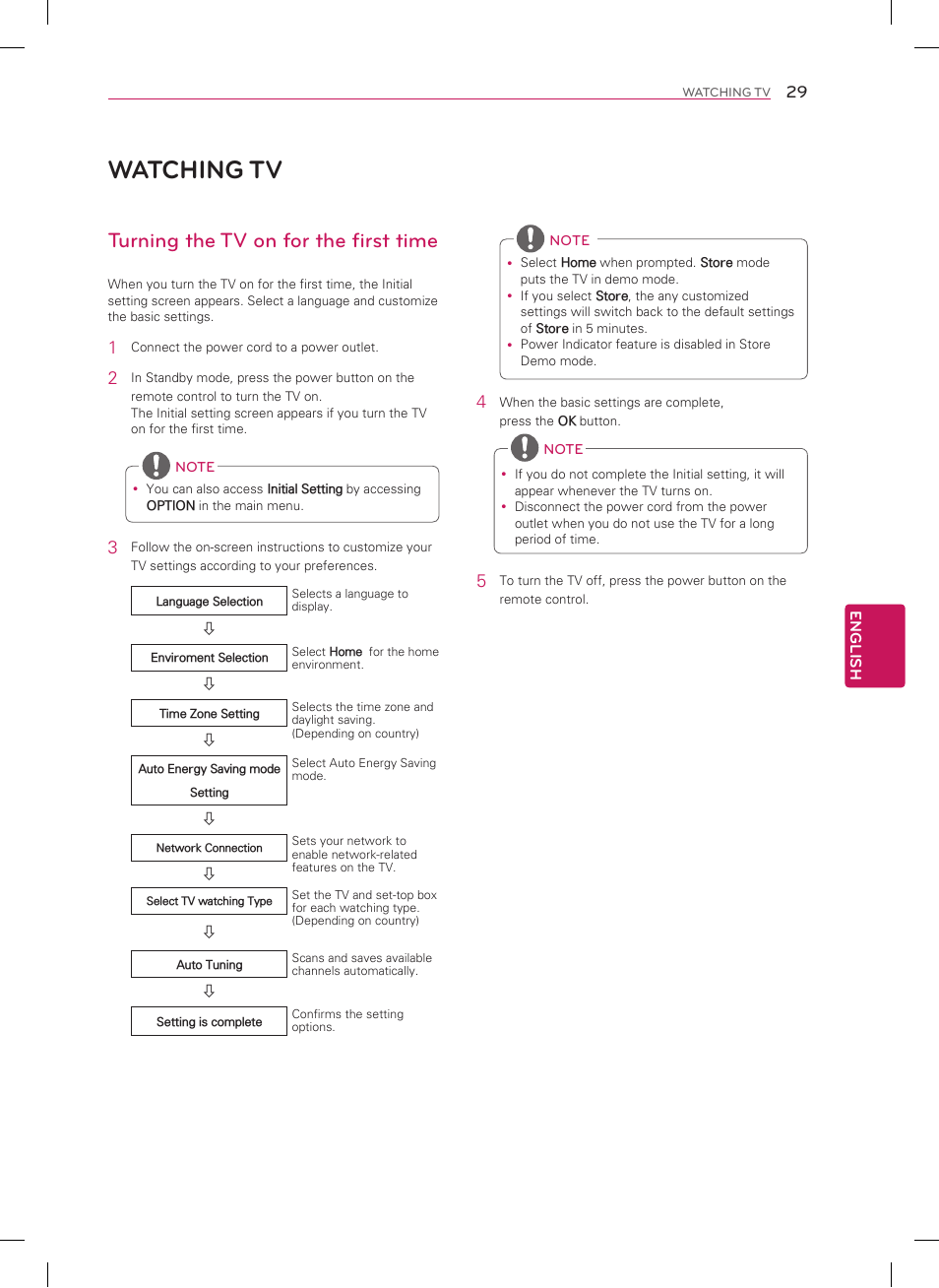 Watching tv, Turning the tv on for the first time | LG 60LN6150 User Manual | Page 29 / 48