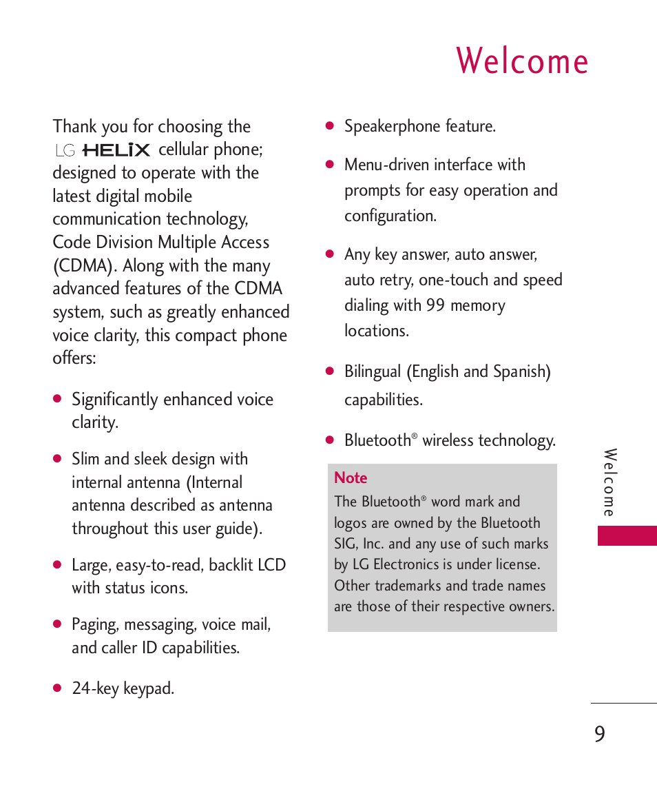 Welcome | LG UX310 User Manual | Page 11 / 238