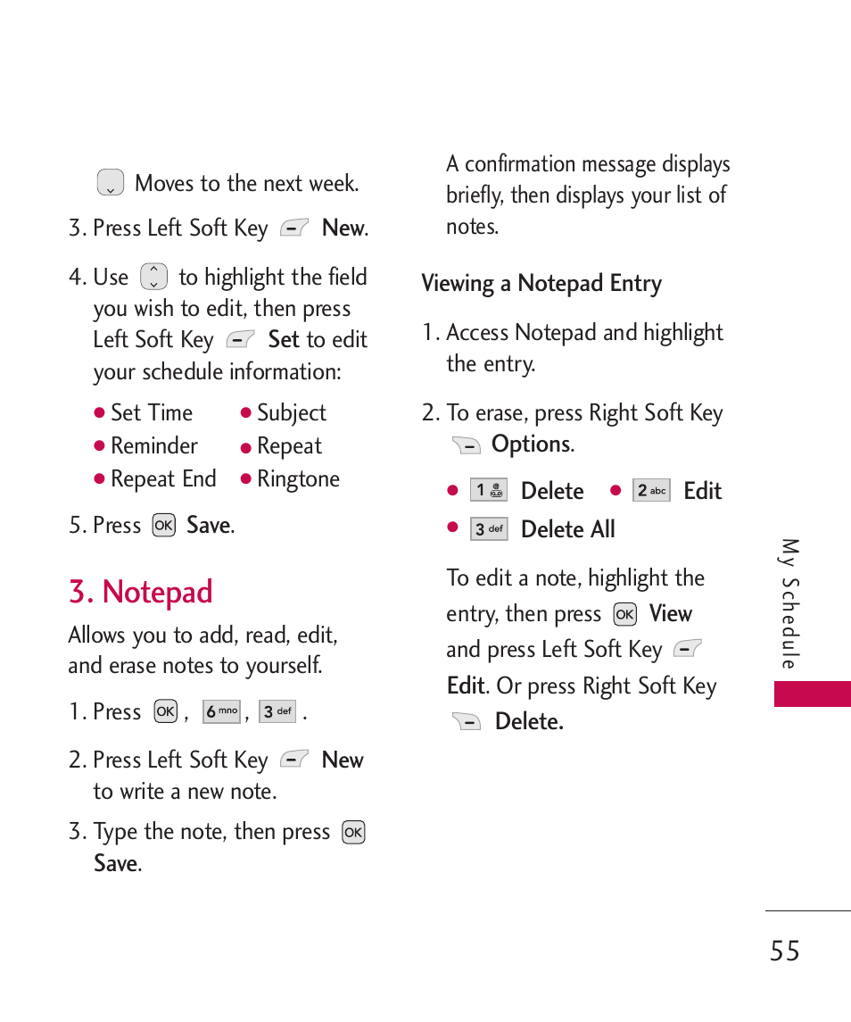 Notepad | LG UX310 User Manual | Page 57 / 238