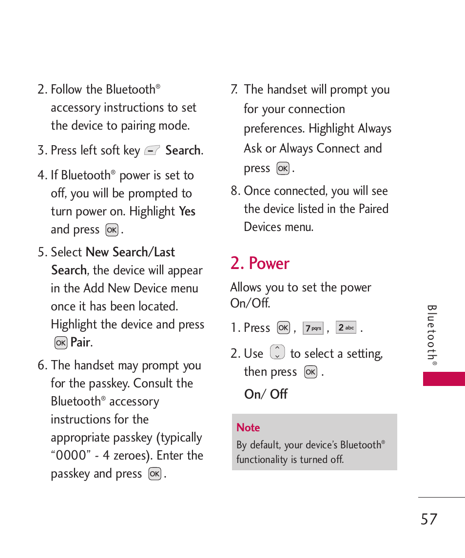 Power | LG UX310 User Manual | Page 59 / 238