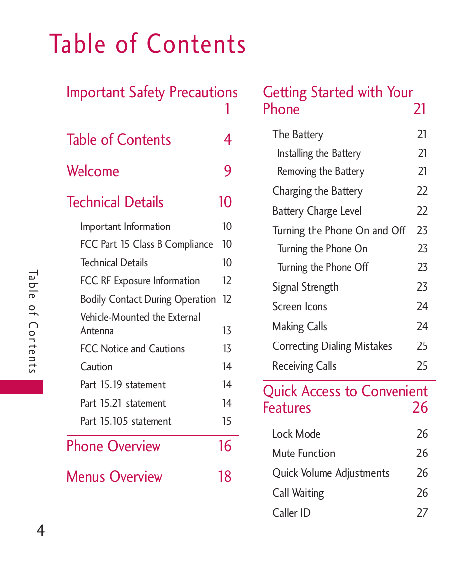 LG UX310 User Manual | Page 6 / 238