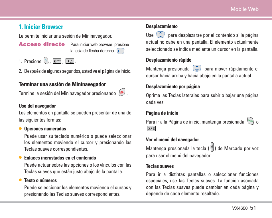 Iniciar browser | LG VX4650 User Manual | Page 139 / 180