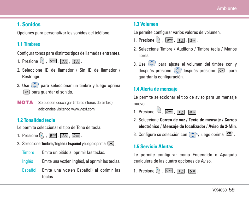 Sonidos | LG VX4650 User Manual | Page 147 / 180