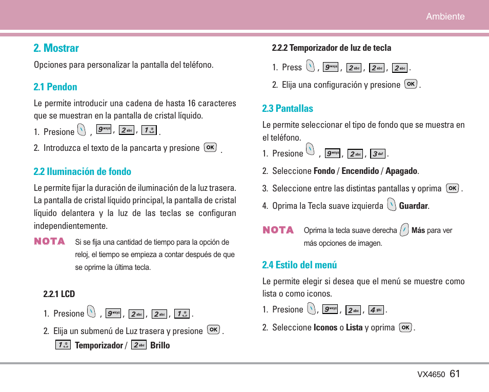 Mostrar | LG VX4650 User Manual | Page 149 / 180