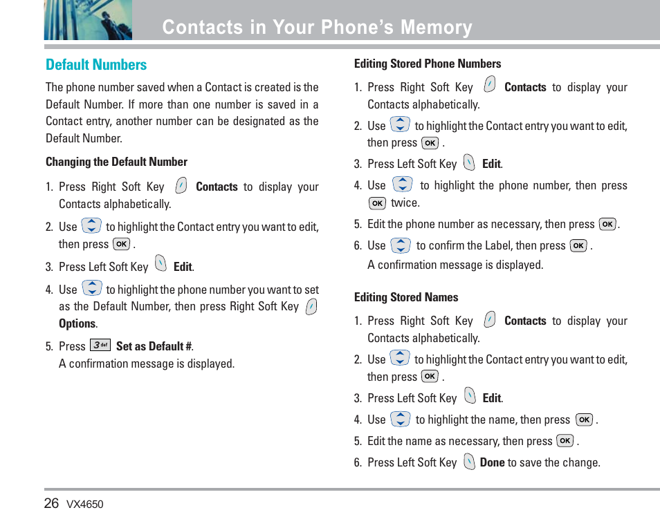 Default numbers | LG VX4650 User Manual | Page 27 / 180