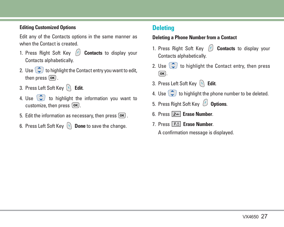 Deleting | LG VX4650 User Manual | Page 28 / 180