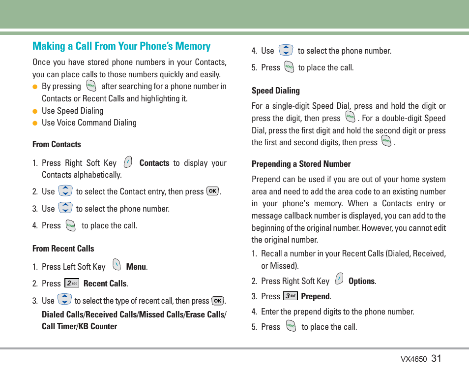 LG VX4650 User Manual | Page 32 / 180