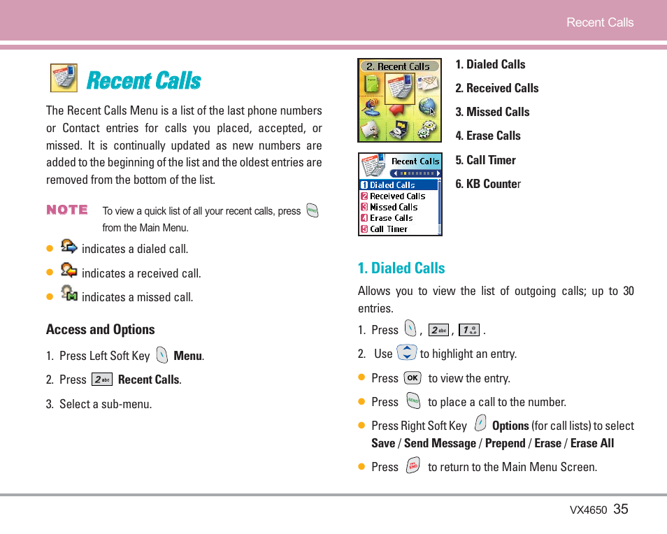 LG VX4650 User Manual | Page 36 / 180