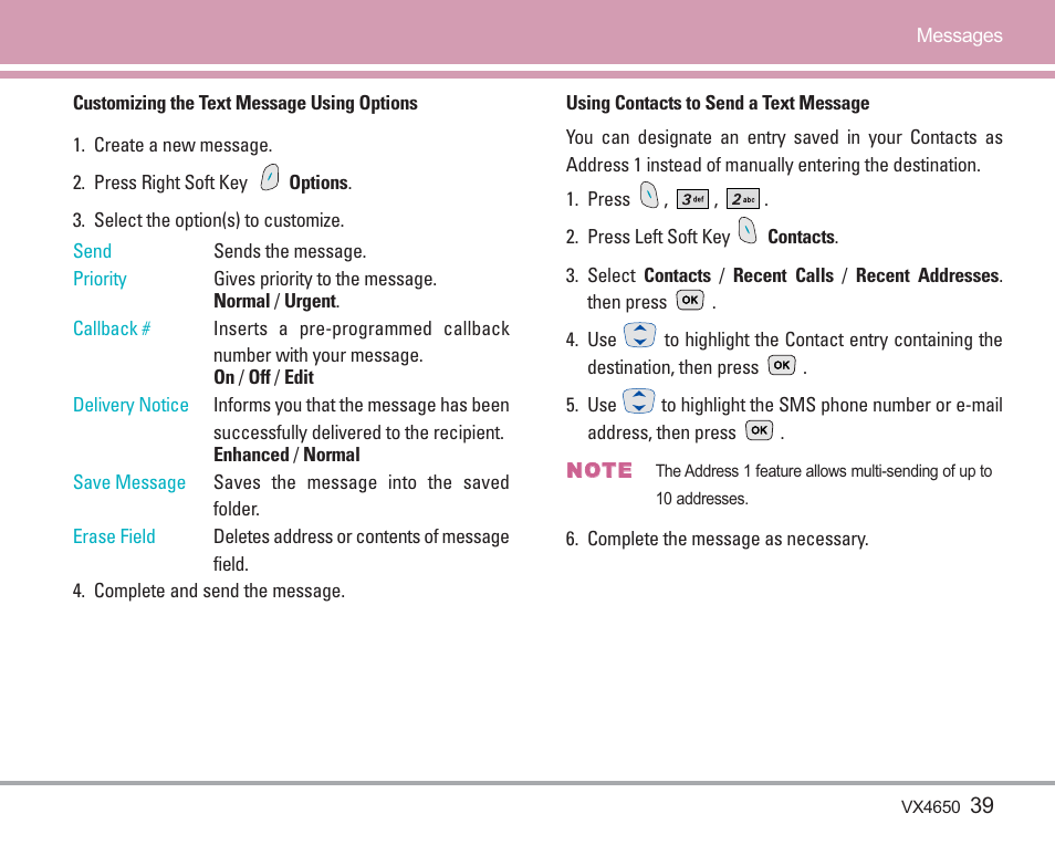 LG VX4650 User Manual | Page 40 / 180