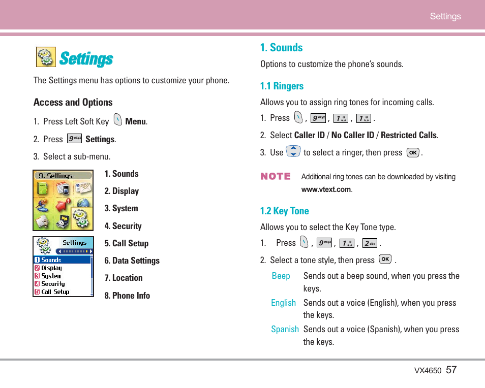 LG VX4650 User Manual | Page 58 / 180