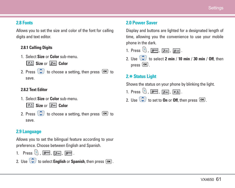 LG VX4650 User Manual | Page 62 / 180