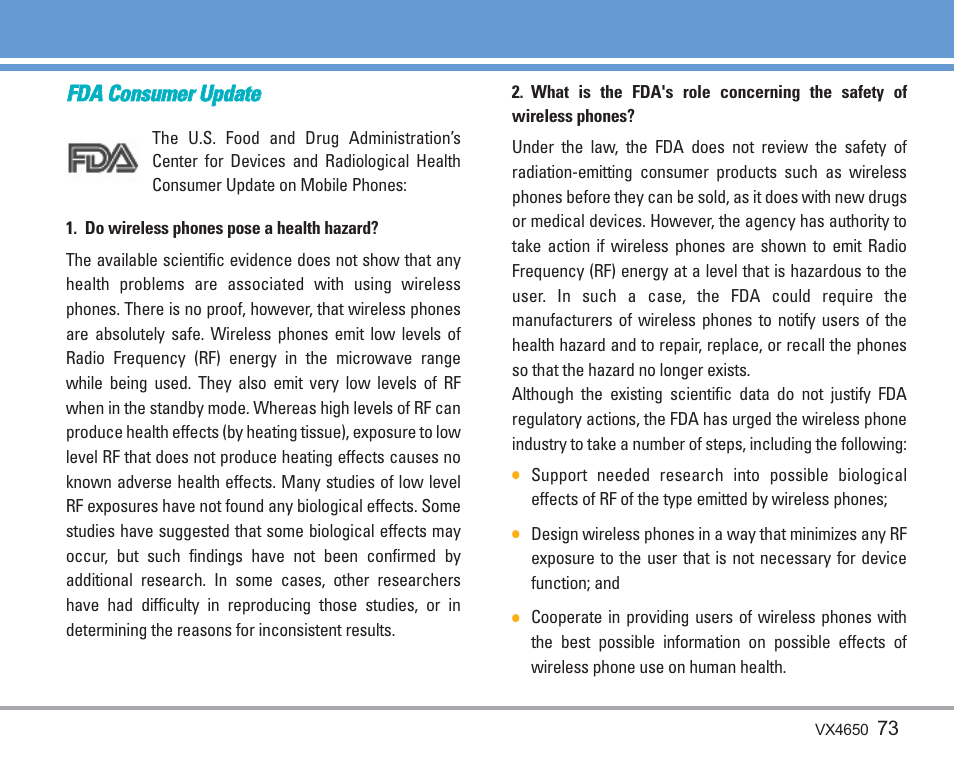 Ffd da a c co on nssu um me err u up pd da atte e | LG VX4650 User Manual | Page 74 / 180