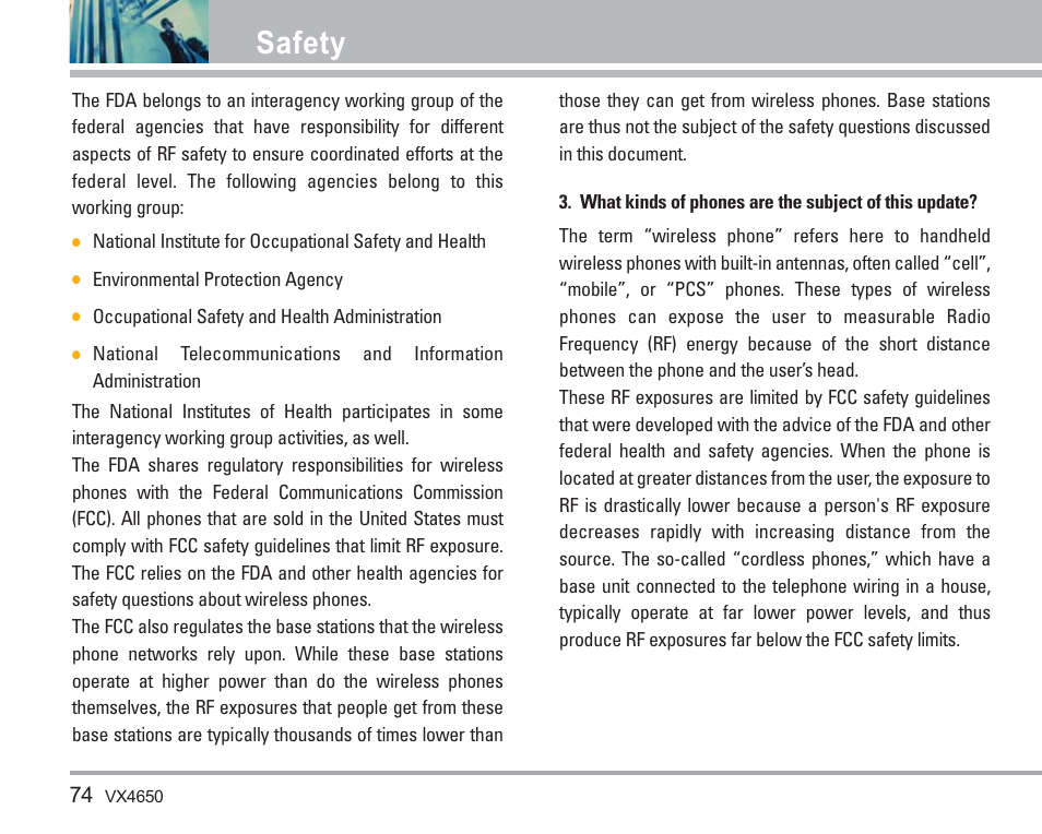 Safety | LG VX4650 User Manual | Page 75 / 180