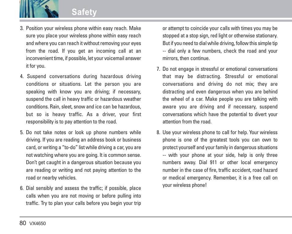 Safety | LG VX4650 User Manual | Page 81 / 180