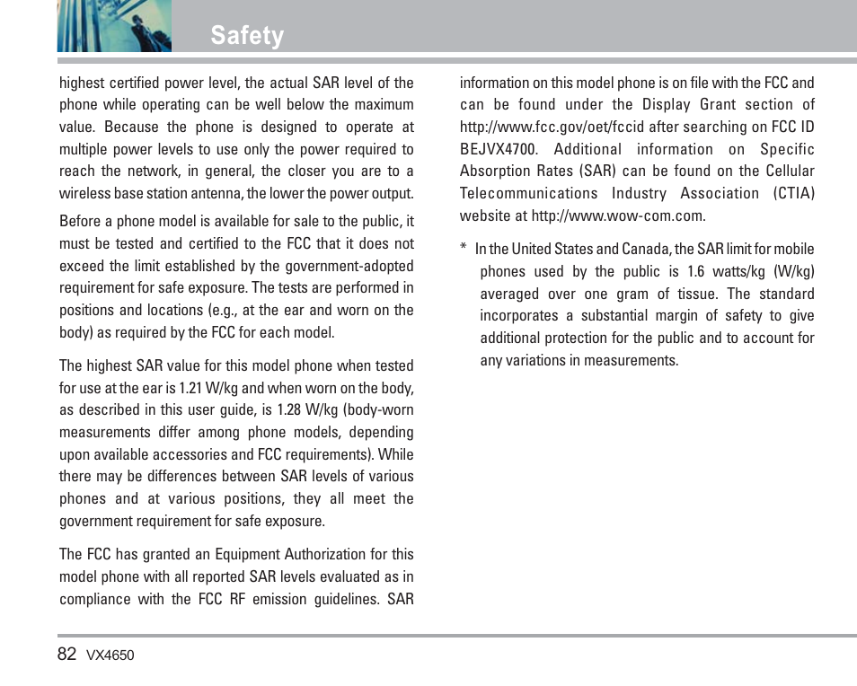 Safety | LG VX4650 User Manual | Page 83 / 180