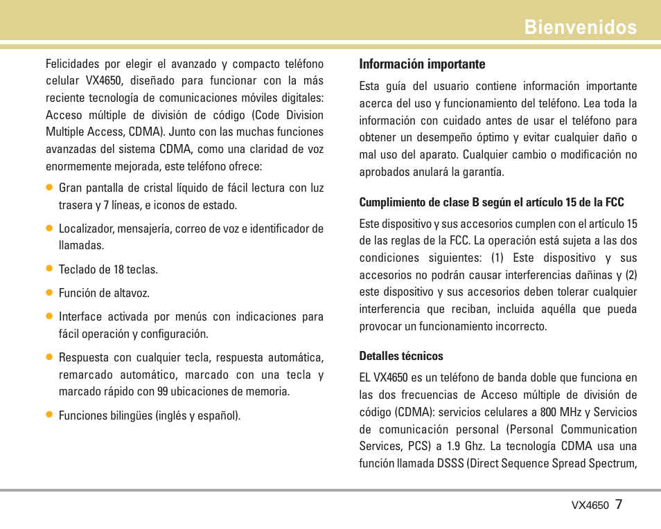 Bienvenidos | LG VX4650 User Manual | Page 95 / 180