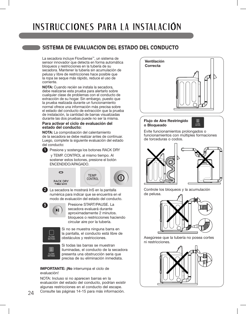 Sistema de evaluacion del estado del conducto | LG DLG5002W User Manual | Page 64 / 116