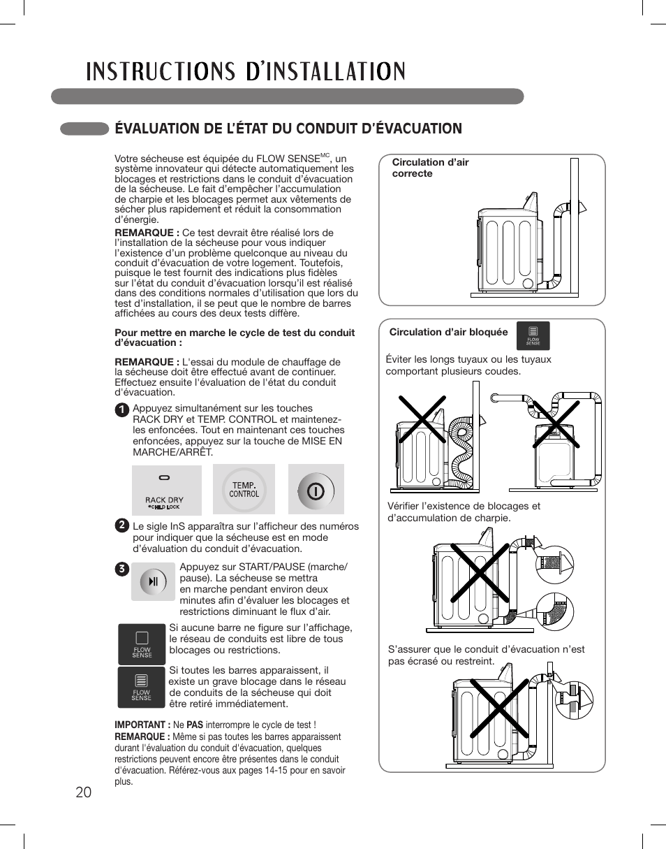 Évaluation de l’état du conduit d’évacuation | LG DLG5002W User Manual | Page 98 / 116