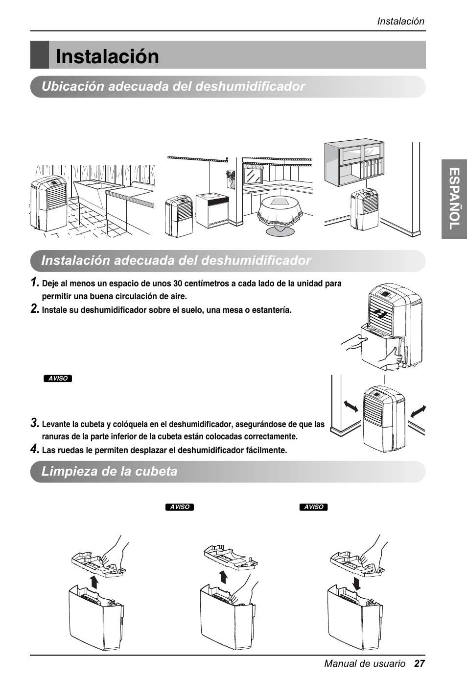 Instalación, Esp a ñ ol | LG LD301EL User Manual | Page 27 / 32