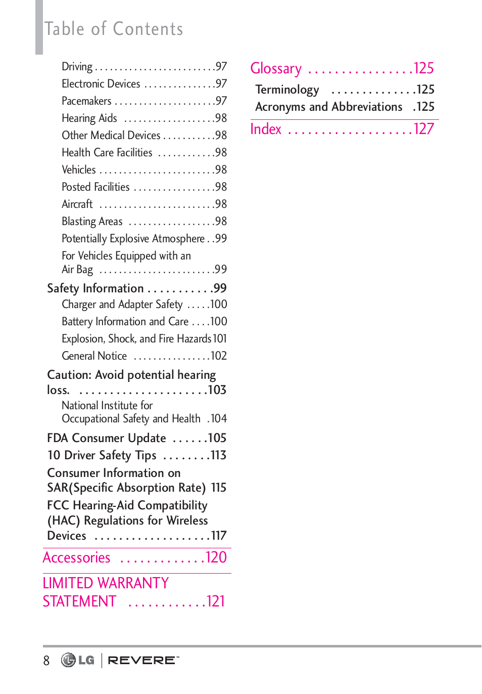 LG LGVN150 User Manual | Page 10 / 275