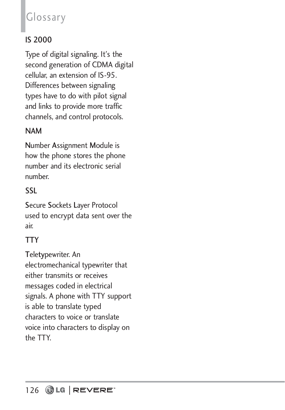 Glossary | LG LGVN150 User Manual | Page 128 / 275